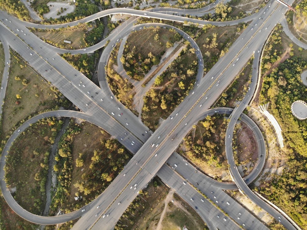 birds view of highway crossings DemandCaster