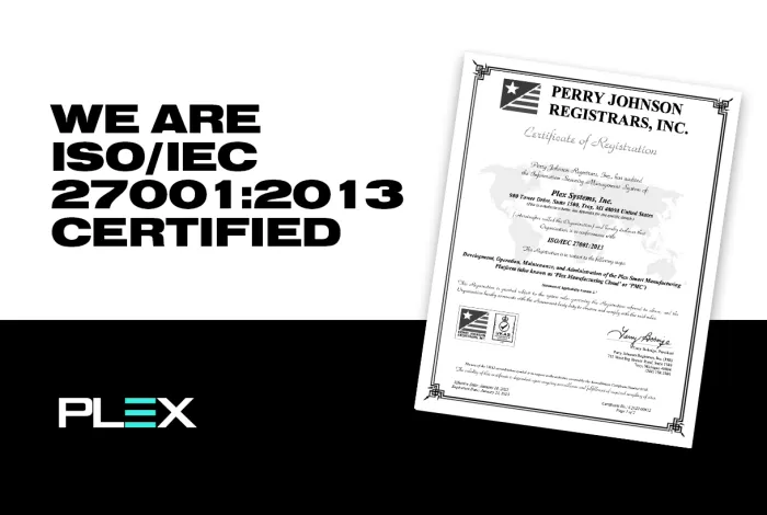 Plex is ISO/IEC 27001:2013 Certified