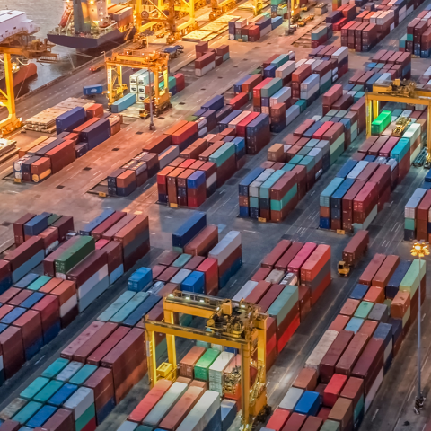 Supply Chain Shipping Containers at Port
