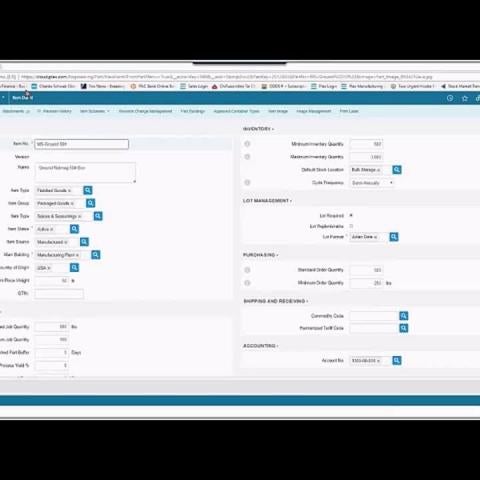 Food and Beverage Manufacturing - ERP Demo